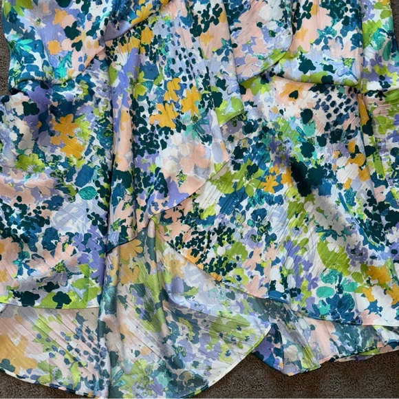 Anthropologie Maeve Ruffled Wrap Maxi Skirt Floral High-Low Wrap Skirt Large - Picture 7 of 9